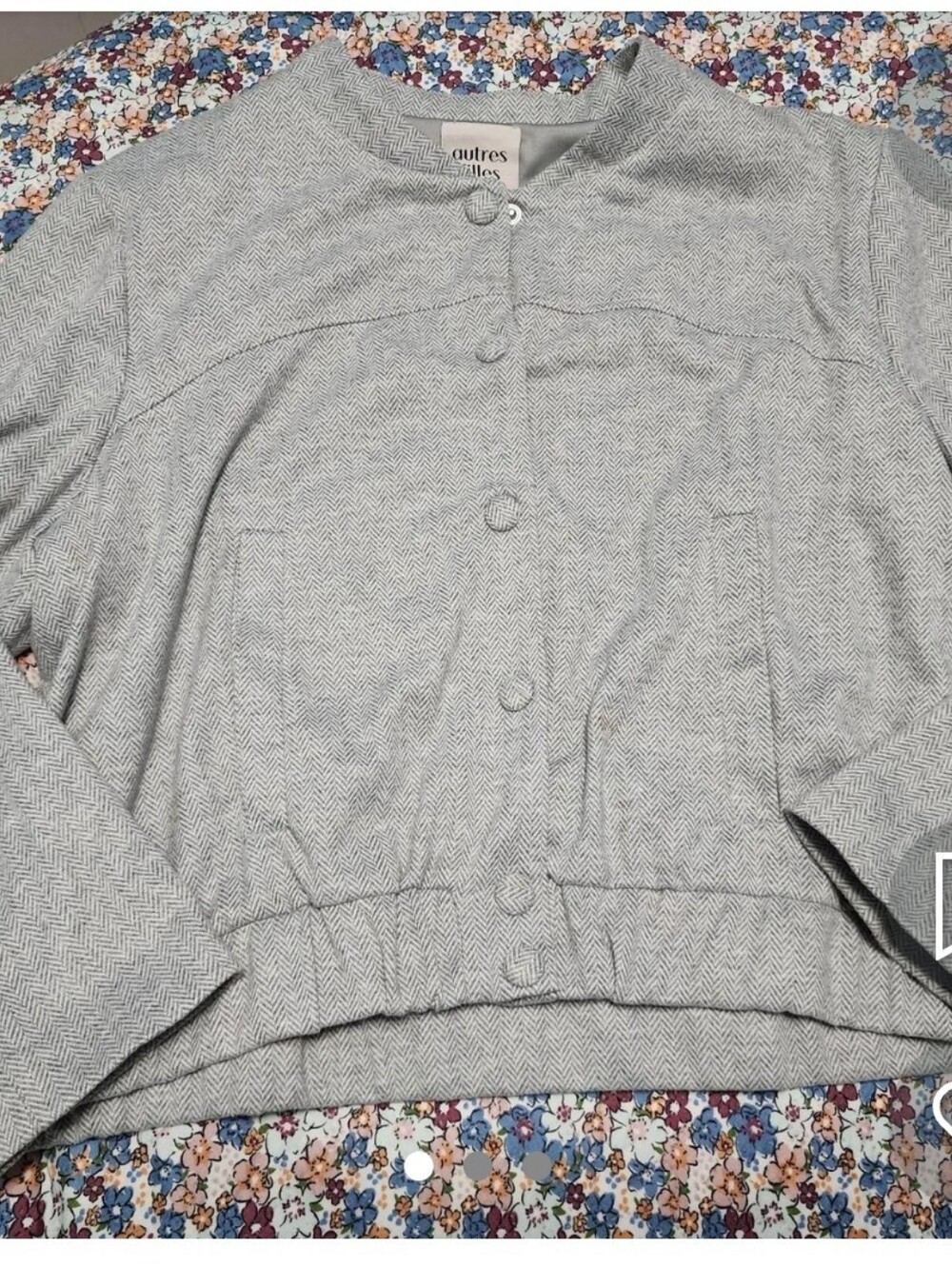 Autres Choses Light Gray Herringbone Button-Front Jacket